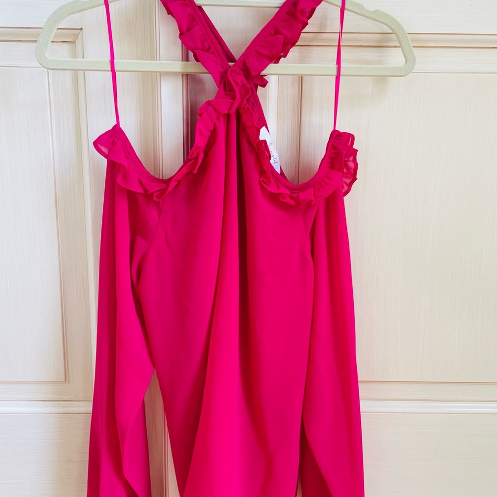 Elegant Pink Ruffle Blouse